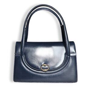 Gucci Rare Vintage 1960s Navy Blue Leather Bag, Classic Authentic Retro Purse
